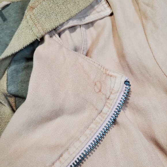 Free People Linen Hooded Peach Biker Cold Weather Heavyweight Zip Jacket - S - Picture 5 of 11